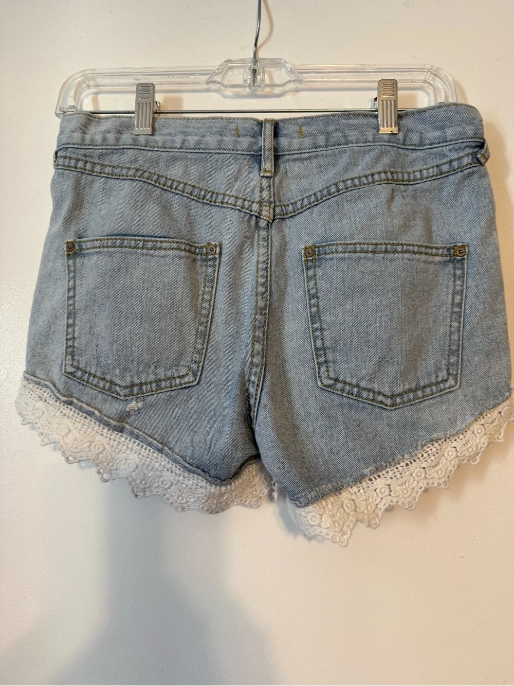 Free People Light Blue Denim Lace Trim Women’s Shorts